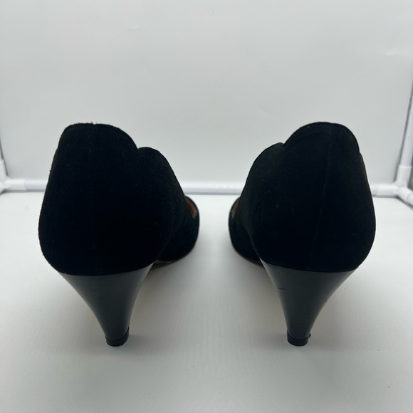 SÉZANE Escarpins Low Josephine Black Suede Eyelet Cutout Kitten Heels sz 42 - Picture 12 of 15
